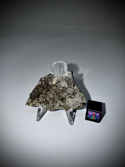 NWA 15953 Diogenite Meteorite - 7.0g - with jet black crust on side!